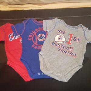 NWOT Chicago Cubs Baseball MLB Baby Onesie Bundle